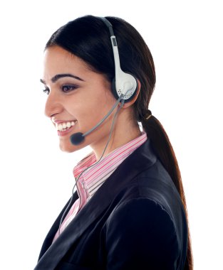 Pretty female customer care executive clipart