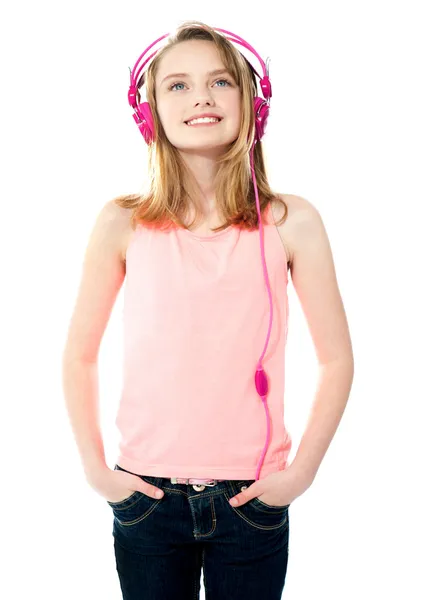 Adorable girl tuned into music — Stock Photo, Image
