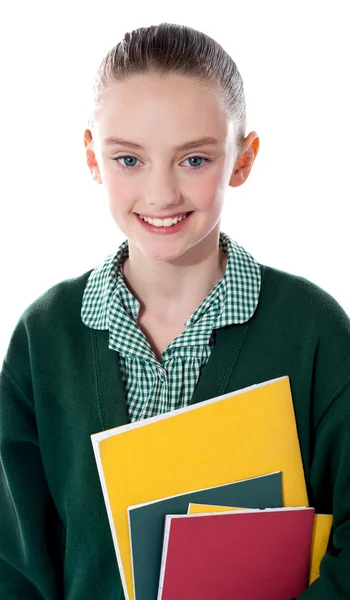 Close up van een glimlachende school meisje — Stockfoto