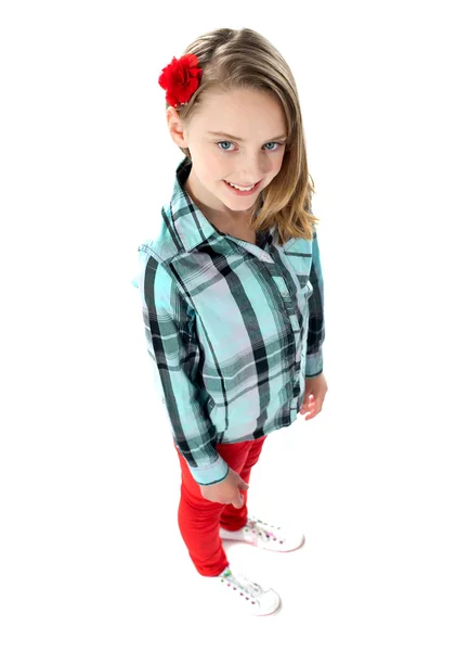 Luchtfoto van een trendy jong meisje kind — Stockfoto