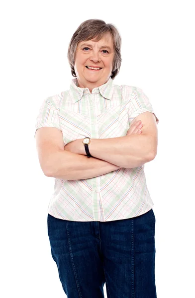 Beautiful aged woman in casuals — Stock Photo, Image