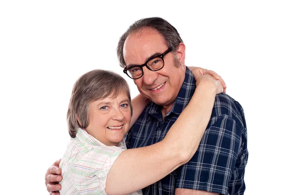 Senior couple in love hugging each other — Stock Photo, Image