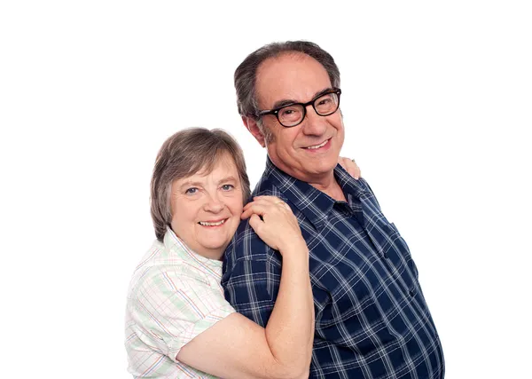 Gros plan portrait de joyeux couple de personnes âgées — Photo