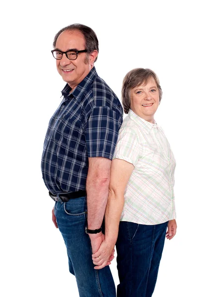 Affectionate couple posing back to back — Stock Photo, Image