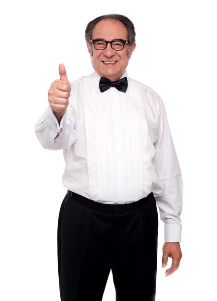 Matured man showing thumbs up — Stock Photo, Image
