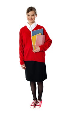 Full length portrait of cute schoolgirl clipart