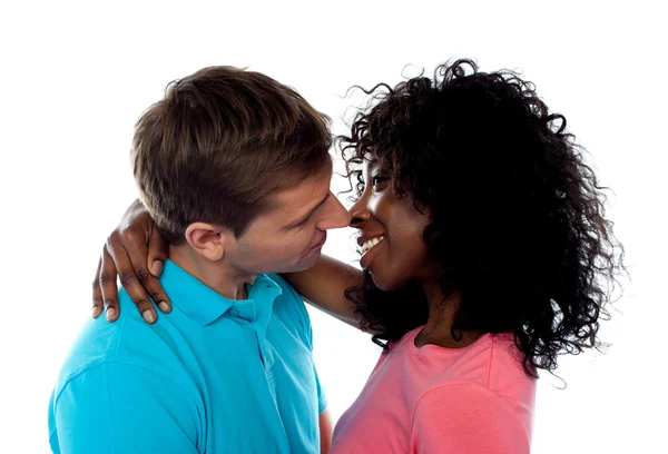 Romantic couple kissing each other — Stock Photo, Image