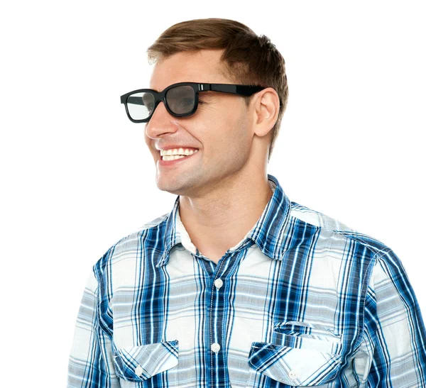 Handsome young man in black goggles — Stock Photo, Image