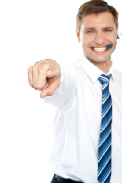 Cheerful male executive pointing at you — Stock Photo, Image