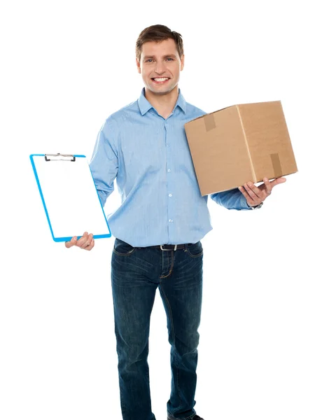 Kindly accept the delivery. Courier services — Stock Photo, Image