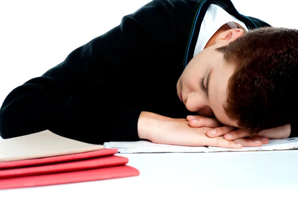 Estudante aborrecido dormindo durante uma palestra — Fotografia de Stock