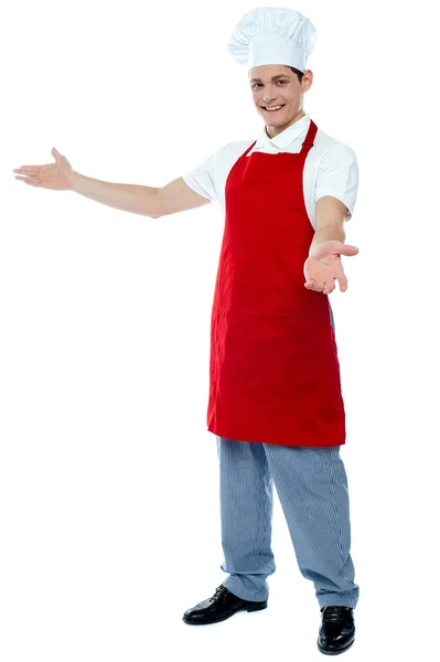 Portrait d'un chef masculin en uniforme rouge — Photo