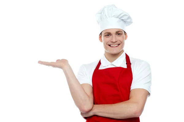 Portret van knappe jonge chef-kok — Stockfoto