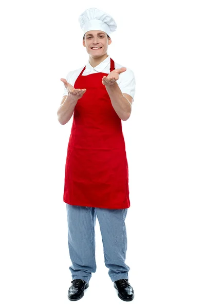 Full length portrait of handsome male cook — Stock Photo, Image