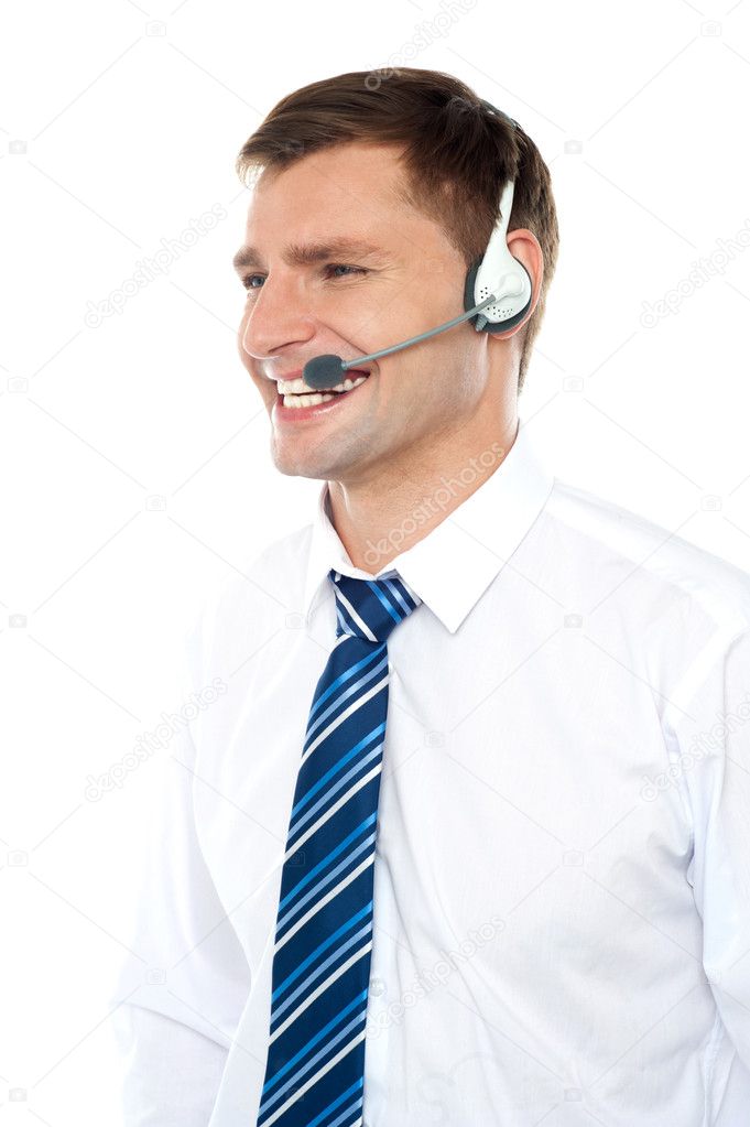 Customer support executive assisting clients