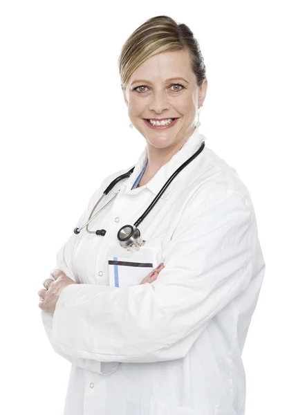 Female medical specialist posing with crossed arms — Stock Photo, Image