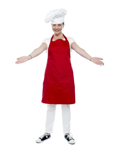 Full length portrait of chef posing in uniform — Stock Photo, Image