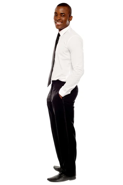 Largometraje completo de hombre de negocios posando con estilo — Foto de Stock