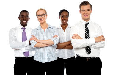 Group of business posing with arms crossed clipart