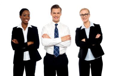 Successful happy business team posing clipart