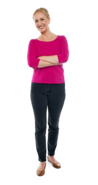 Full length portrait of happy aged woman posing clipart