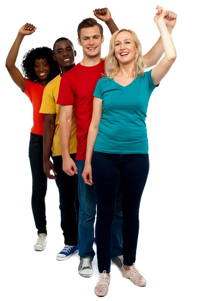 Excited group of cheerful , full length shot — Stock Photo, Image