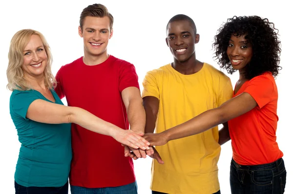 Bonding of four friends. Happy group — Stock Photo, Image