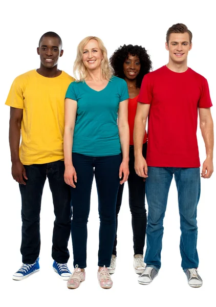 Full length portrait of causal young four friends — Stock Photo, Image