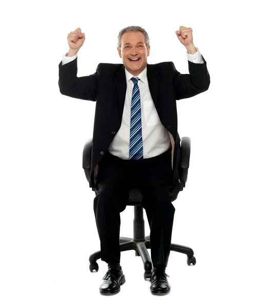 Successful business gesturing happiness — Stock Photo, Image
