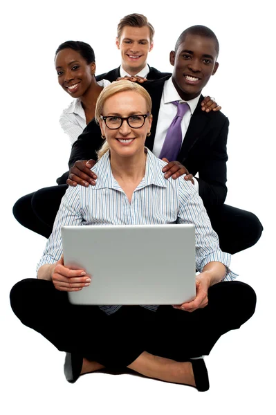 Group of young attractive businesswomen and men — Stock Photo, Image
