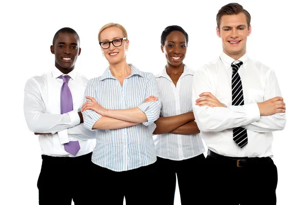 Group of business posing with arms crossed — Stock Photo, Image
