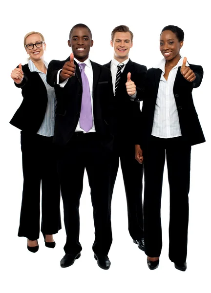 Business team group gesturing thumbs up — Stock Photo, Image
