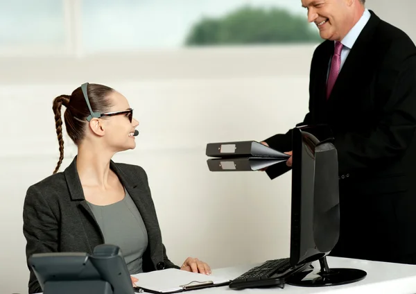 Business team of two working in office — Stock Photo, Image