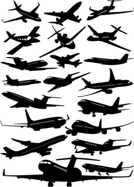 Different planes isolated on white clipart