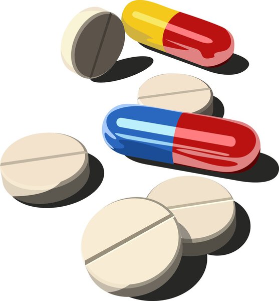 Много лекарств, выделенных на белом
