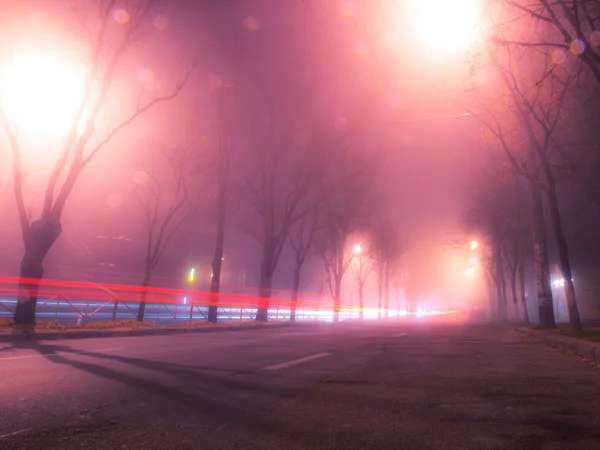 Foggy nightly Kiev — Stock Photo, Image