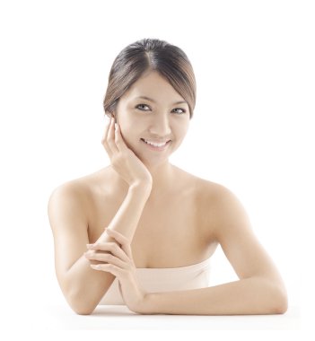 Asian woman model beauty shot in studio on white background clipart