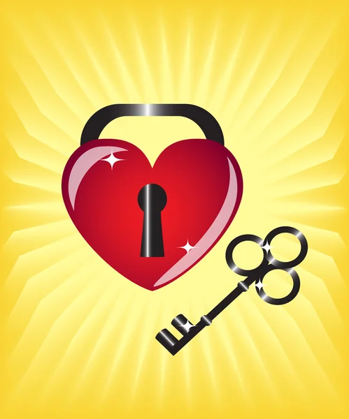 Heart-lock and key — Stock Vector