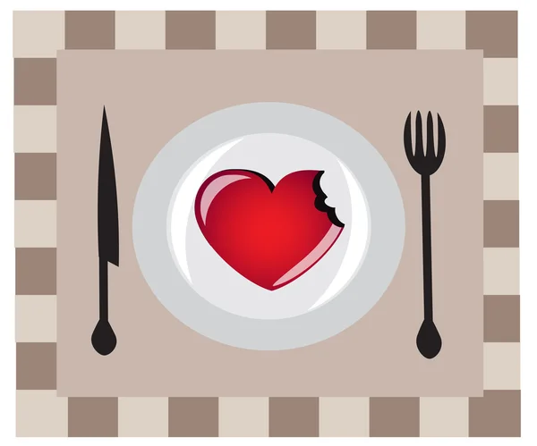 Heart on a plate — Stock Vector