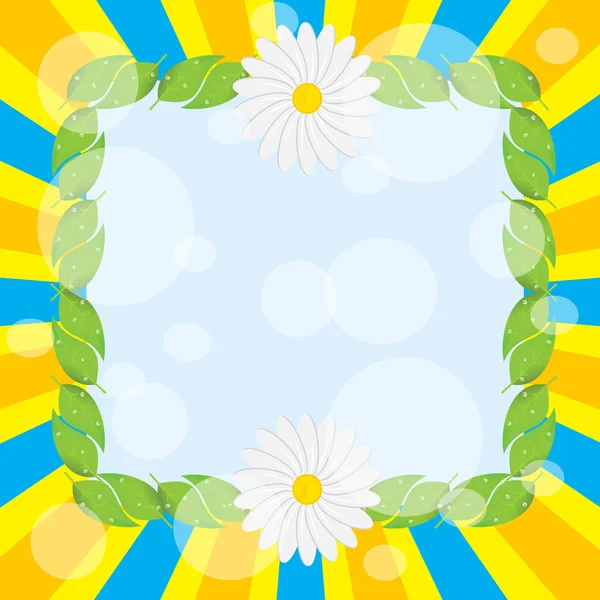 Frame of leaves and daisies — Stock Vector