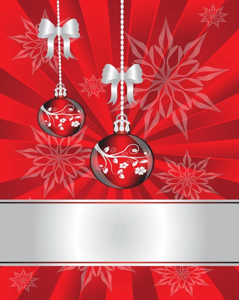 Weihnachtsdekoration auf rotem Hintergrund — Stockvektor