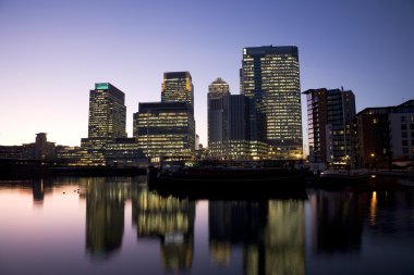 Canary Wharf Skyline at Night clipart