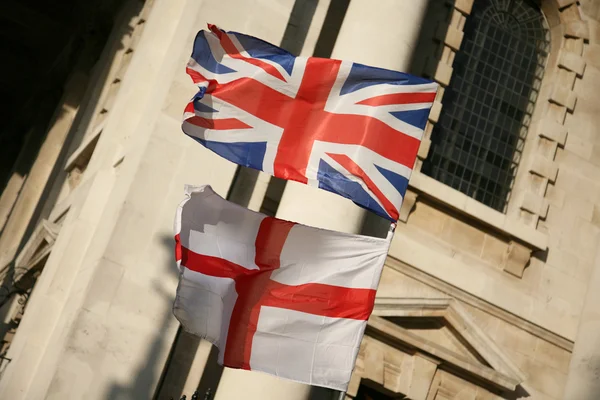 Unie jack a vlajka Anglie — Stock fotografie