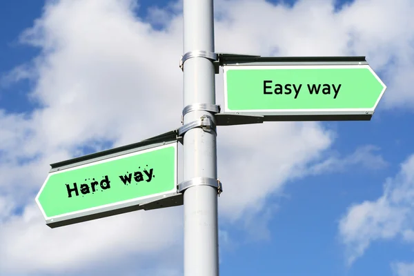Easy way, Hard way Sign Post — Stock Photo, Image