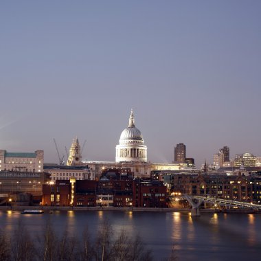 St Paul's Cathedral over Thames River clipart