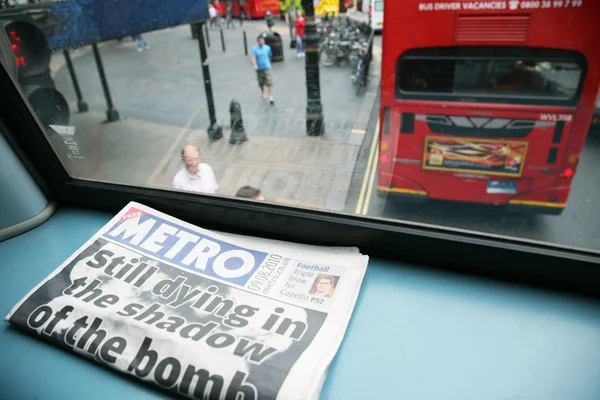 stock image Metro and London Dobule Decker Bus