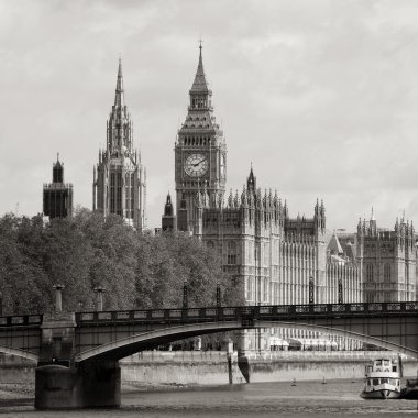 Londra skyline, westminster Sarayı, big ben ve victoria Kulesi