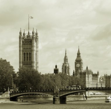 Londra skyline, westminster Sarayı, big ben ve victoria Kulesi