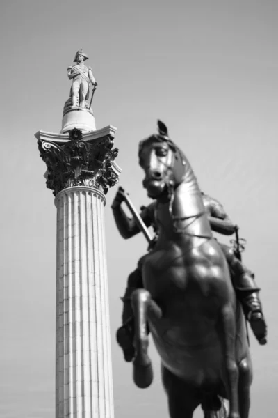 Nelson sütunu ve charles heykeli — Stok fotoğraf