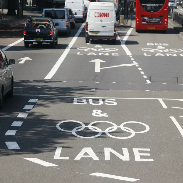 Londres pista de restrição de tráfego olímpico — Fotografia de Stock